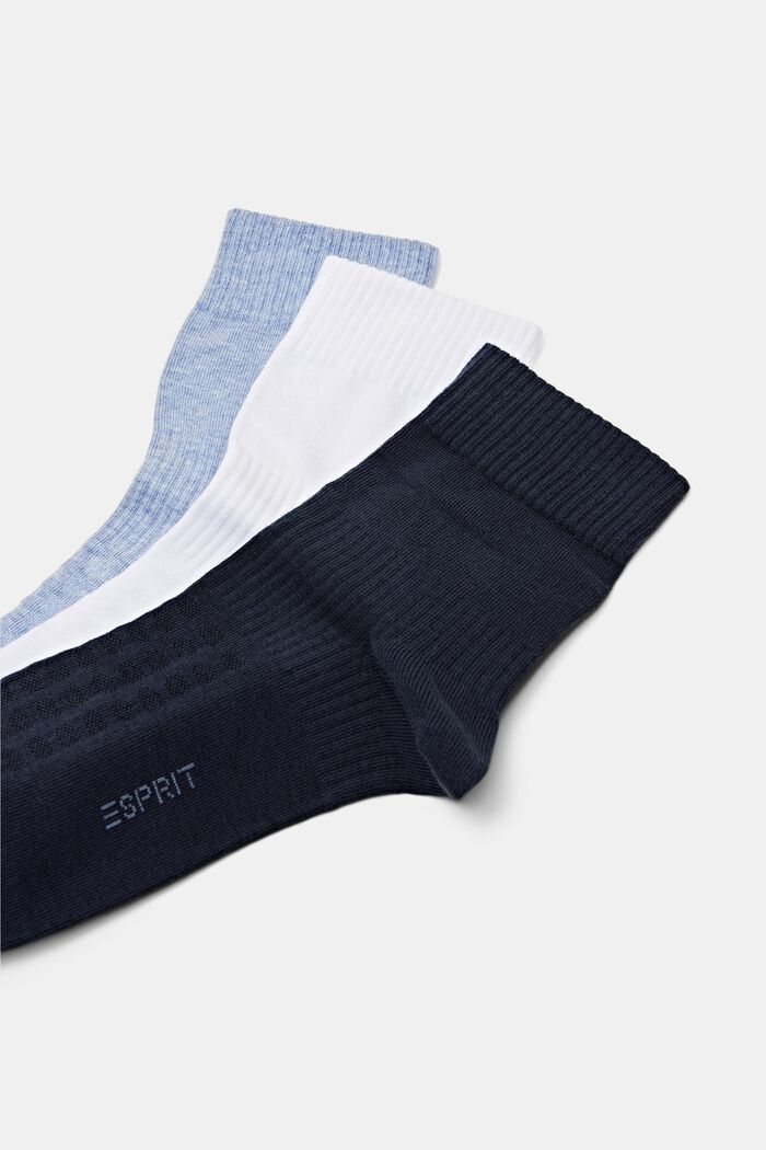 3er-Pack Gerippte Socken aus Bio-Baumwolle mit mittelhohem Schaft, BLUE, detail image number 2