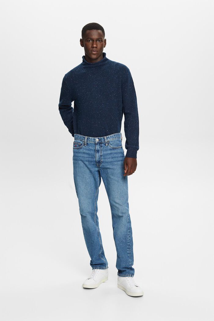 Jeans mit geradem Bein und mittlerer Bundhöhe, BLUE MEDIUM WASHED, detail image number 0