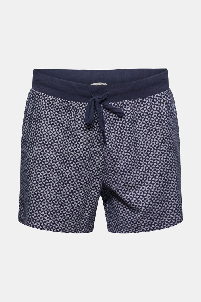 Gemusterte Pyjama-Shorts aus 100% Bio-Baumwolle, NAVY, overview