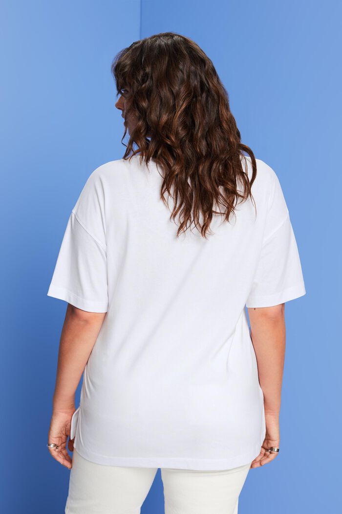 CURVY T-Shirt mit V-Ausschnitt, TENCEL™, WHITE, detail image number 3