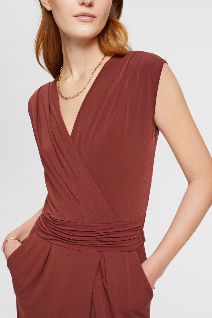 Jersey-Jumpsuit in Wickelform, BORDEAUX RED, detail image number 2
