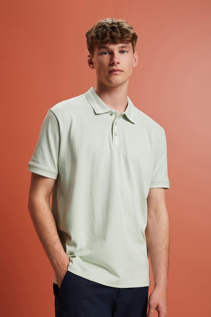 Polo-Shirt aus Jersey, Baumwollmix, PASTEL GREEN, detail image number 0