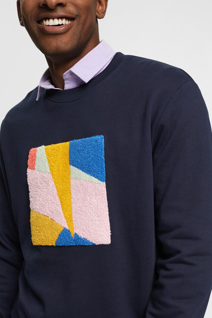 Sweatshirt aus nachhaltiger Baumwolle mit Applikation, NAVY, detail image number 3