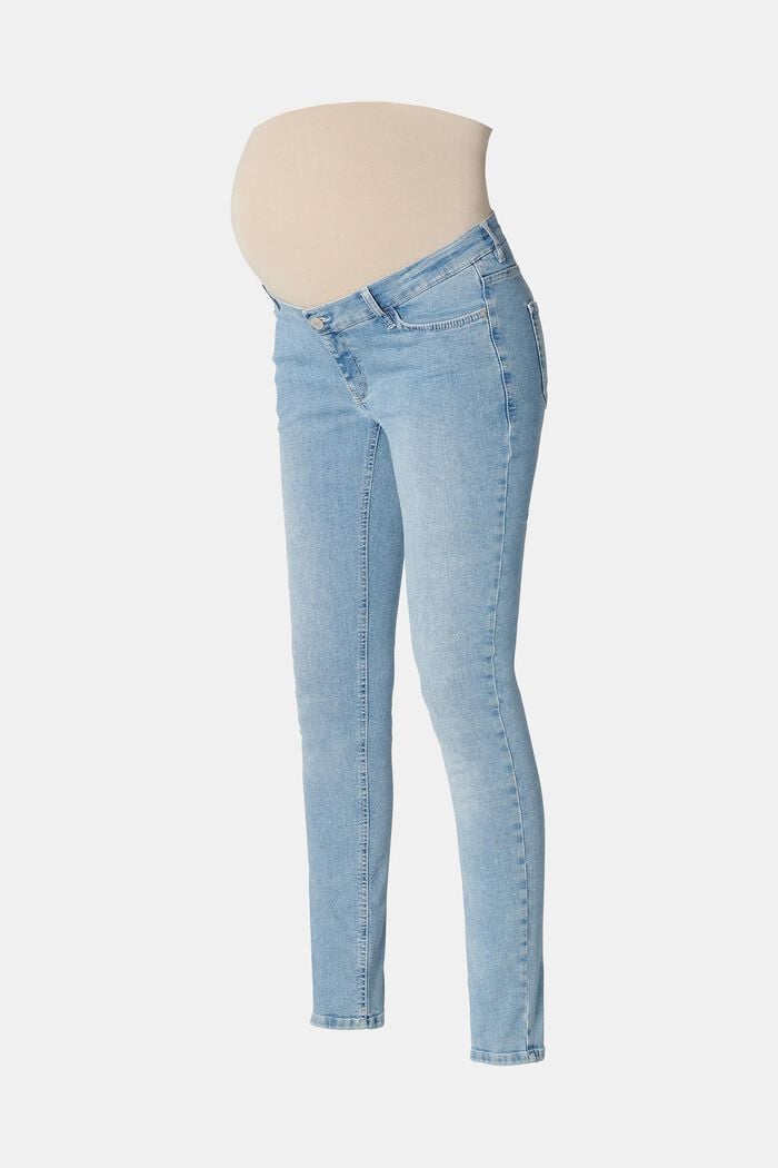 Schmal geschnittene Jeans mit Überbauchbund, LIGHT WASHED, detail image number 5