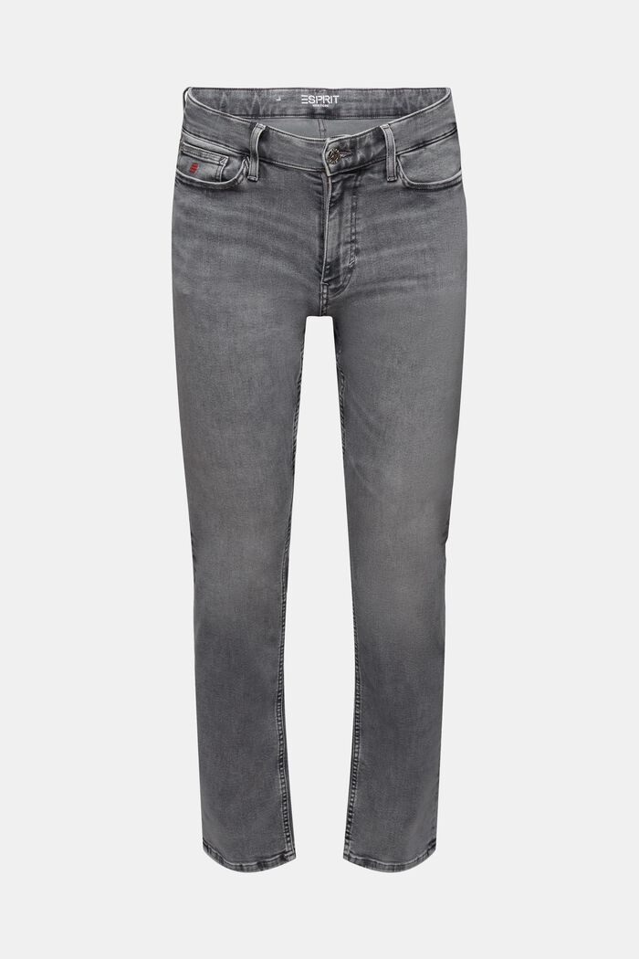 Jeans mit schmaler Passform und mittelhohem Bund, GREY LIGHT WASHED, detail image number 7