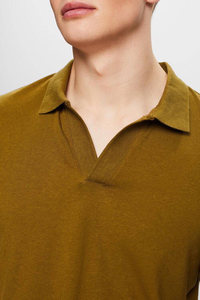 Poloshirt aus Baumwolle-Leinen-Mix, OLIVE, detail image number 2