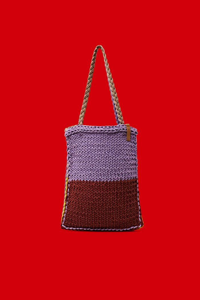 Tote Bag aus gehäkelter Baumwolle im Colorblock, MULTI COLOUR, detail image number 0