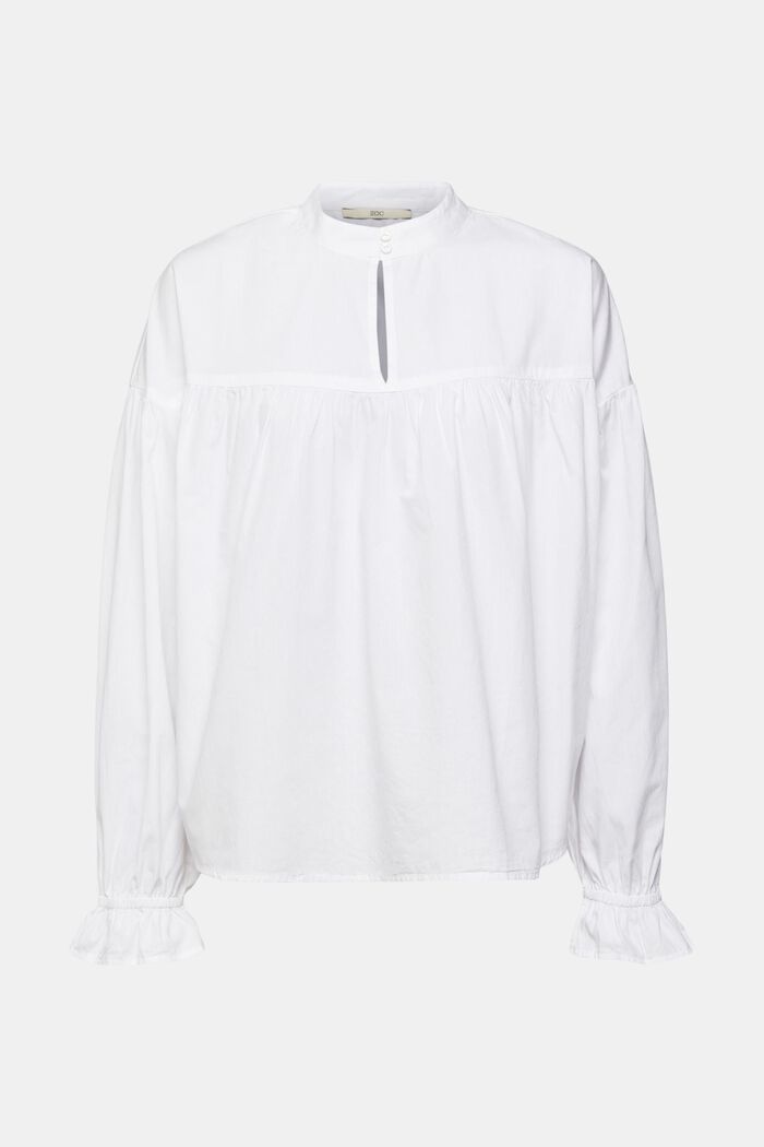 Bluse mit gerüschten Ärmelbündchen, WHITE, detail image number 6