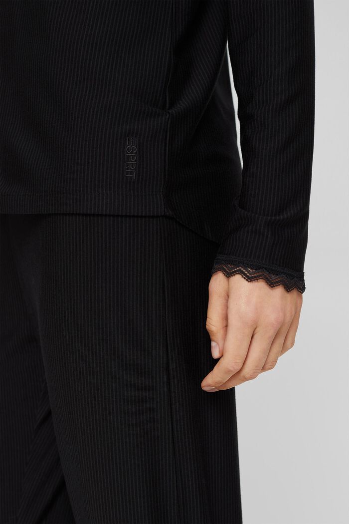 Gestreifter Jersey-Pyjama, LENZING™ ECOVERO™, BLACK, detail image number 2