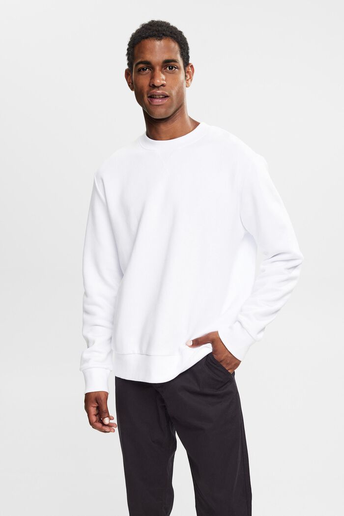 Recycelt: unifarbenes Sweatshirt, WHITE, detail image number 0
