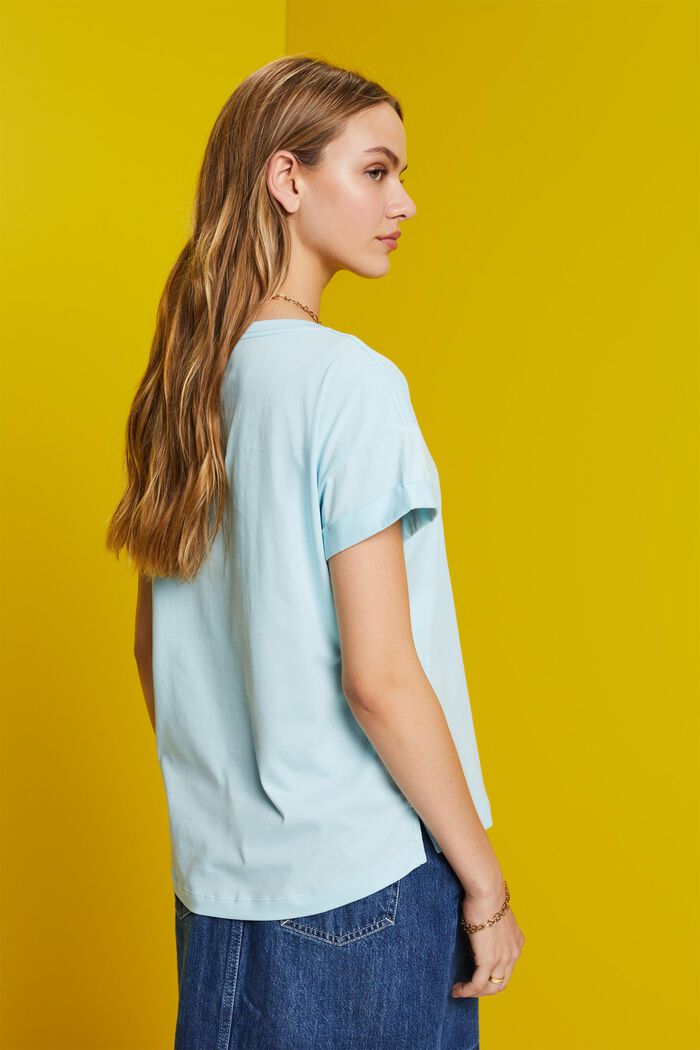 Besticktes Shirt, 100% Baumwolle, LIGHT TURQUOISE, detail image number 3