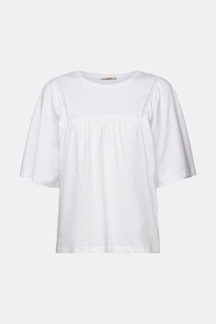 Ausgestelltes T-Shirt, 100 % Baumwolle, WHITE, detail image number 6