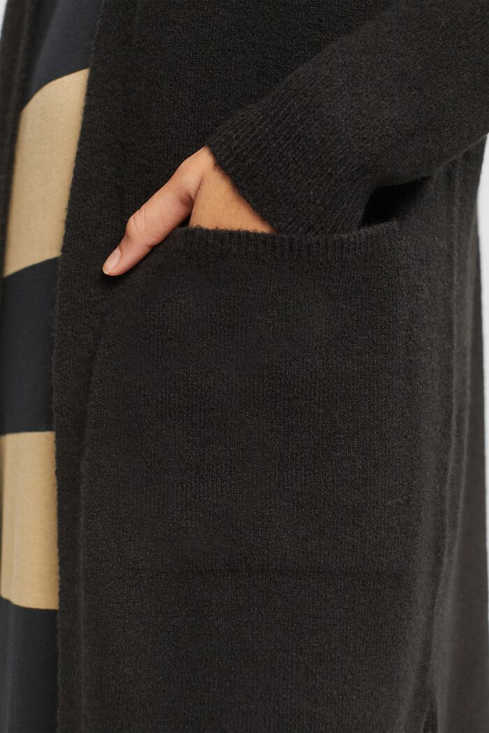 Mit Wolle: offener Cardigan, BLACK, detail image number 2
