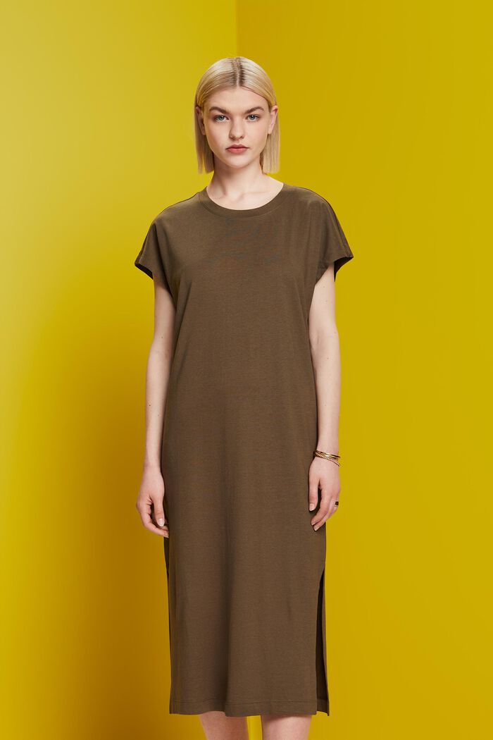 Midi-Kleid aus Jersey, KHAKI GREEN, detail image number 0