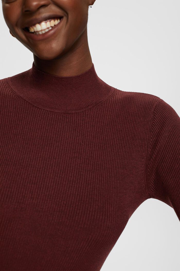 Ripp-Pullover, LENZING™ ECOVERO™, BORDEAUX RED, detail image number 0