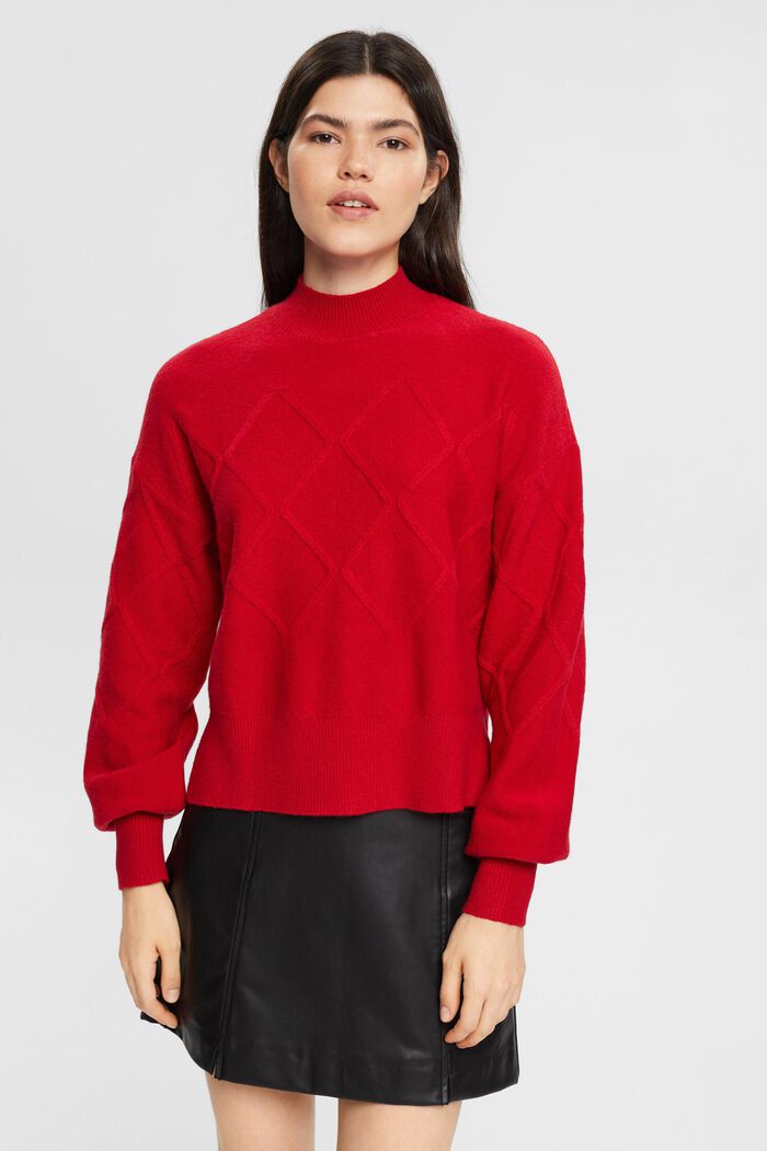 Pullover mit Argyle-Muster, DARK RED, detail image number 1