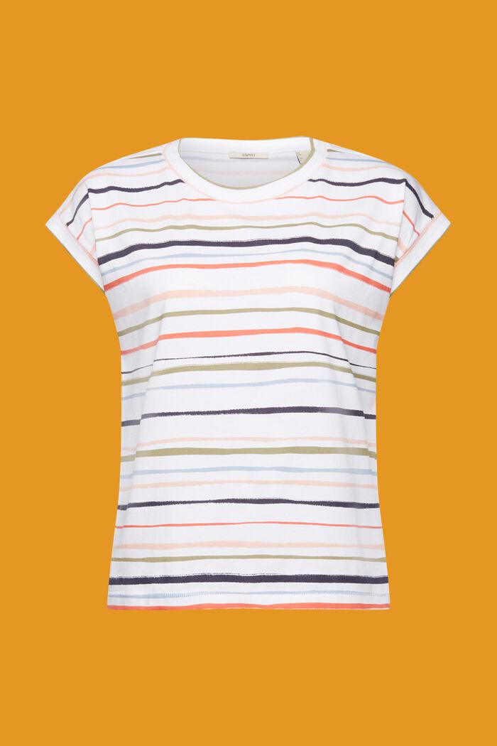 Gestreiftes T-Shirt, 100 % Baumwolle, WHITE, detail image number 6
