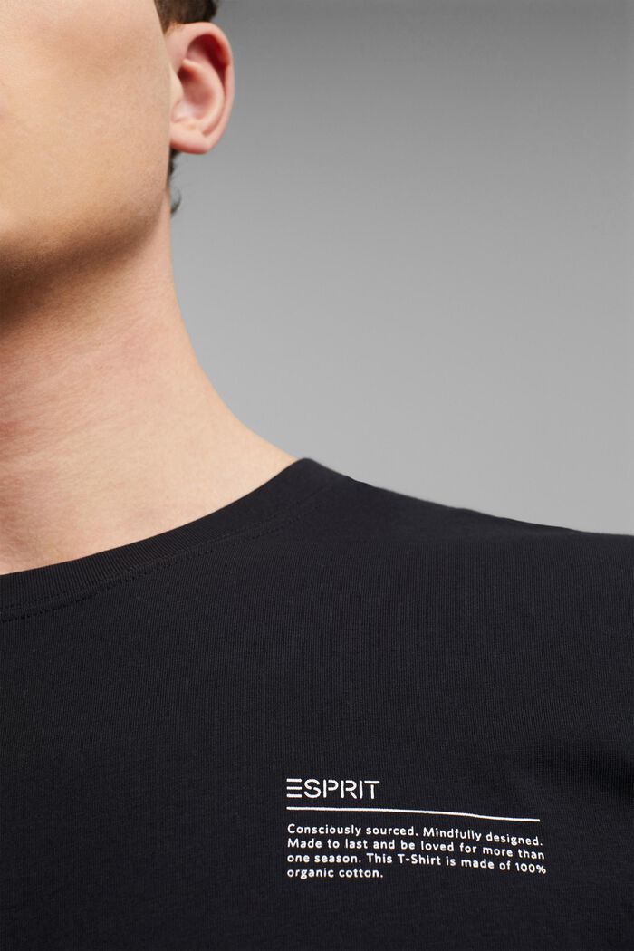 Jersey-T-Shirt mit Print, 100% Bio-Baumwolle, BLACK, detail image number 1