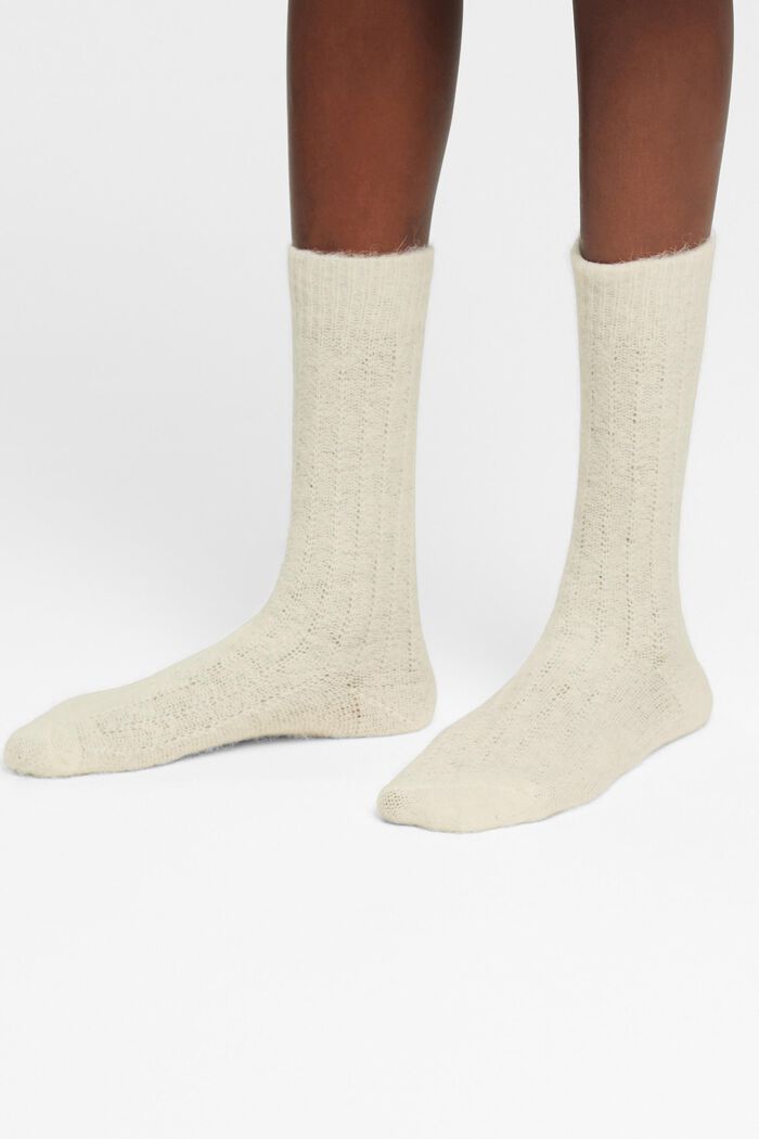 Socken aus Wolle-Alpaka-Mix, OFF WHITE, detail image number 2
