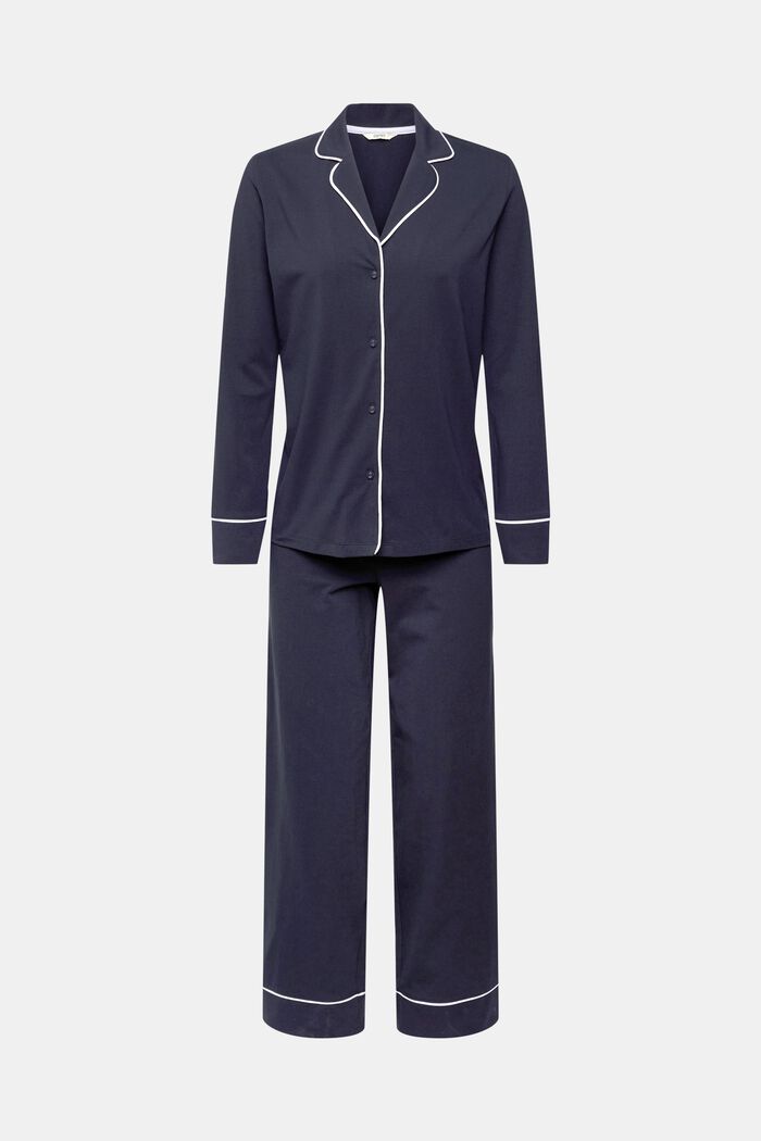 Langer Jersey-Pyjama, NAVY, detail image number 2