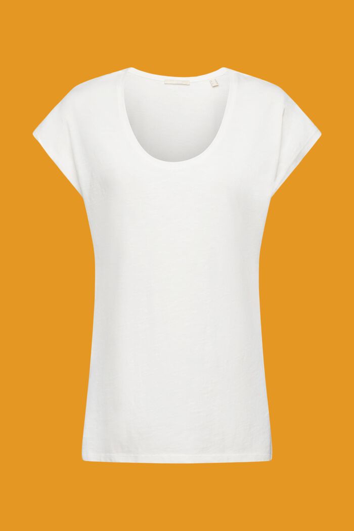 Baumwoll-T-Shirt mit U-Ausschnitt, OFF WHITE, detail image number 5