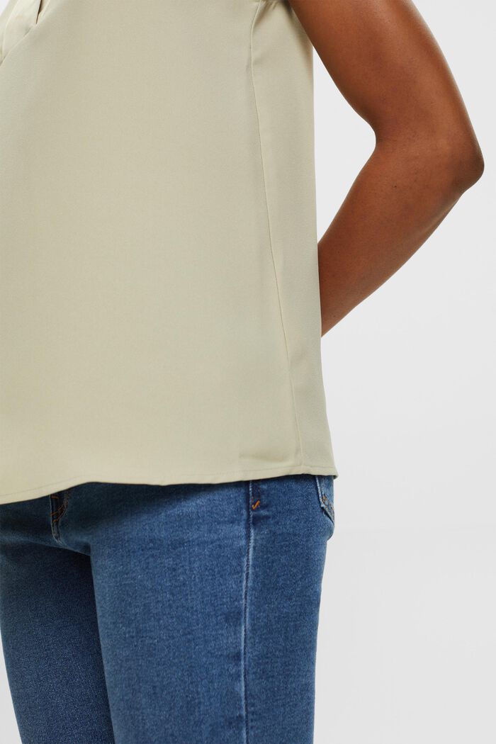 Ärmellose Bluse mit V-Ausschnitt, DUSTY GREEN, detail image number 4