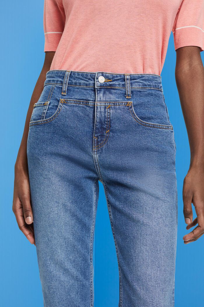 Bootcut-Jeans mit markanter Passe, BLUE DARK WASHED, detail image number 4