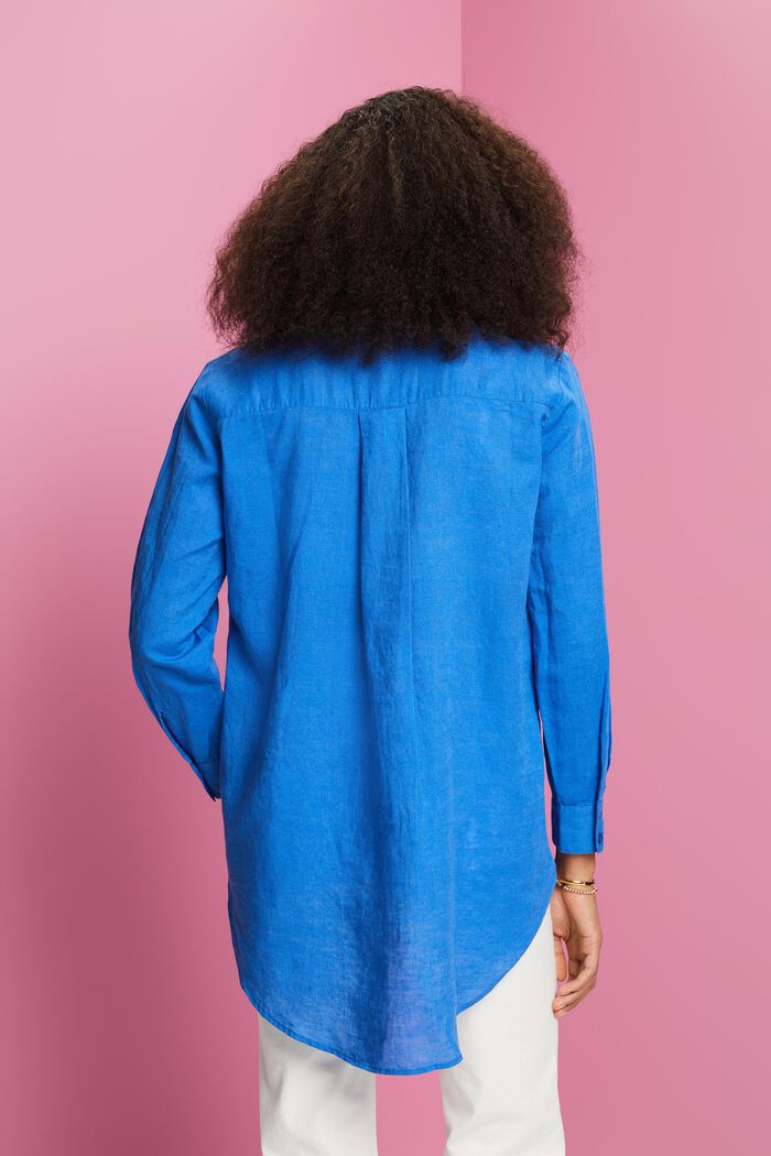 Hemd aus Baumwolle und Leinen, BRIGHT BLUE, detail image number 3