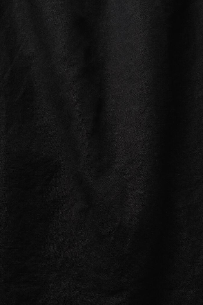 Ärmellose, gesmokte Bluse aus Baumwolle-Leinen-Mix, BLACK, detail image number 4