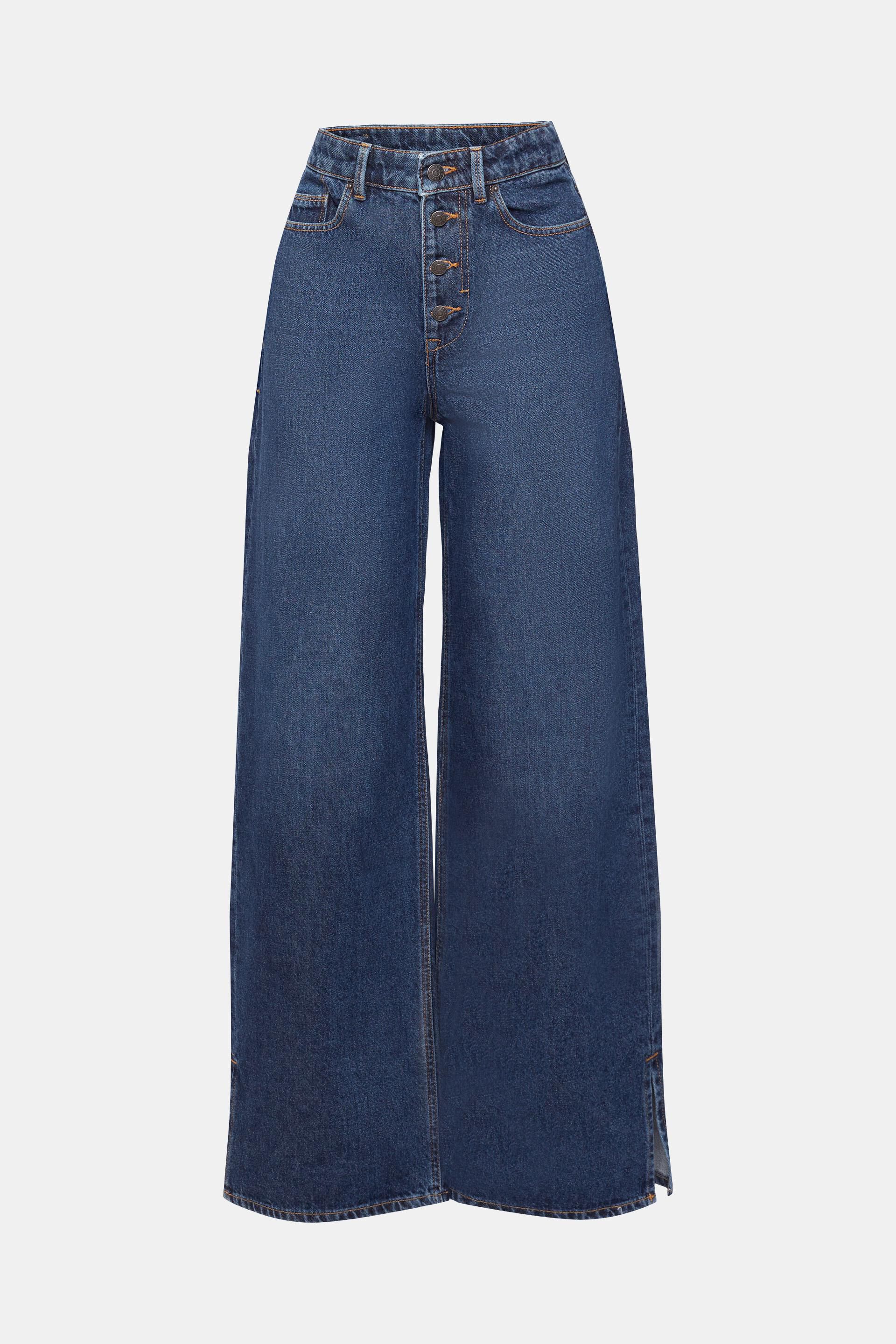 baumwoll-jeans mit weitem schnitt in Blau Damen Bekleidung Jeans Ausgestellte Jeans SELECTED Baumwolle Femme laura 
