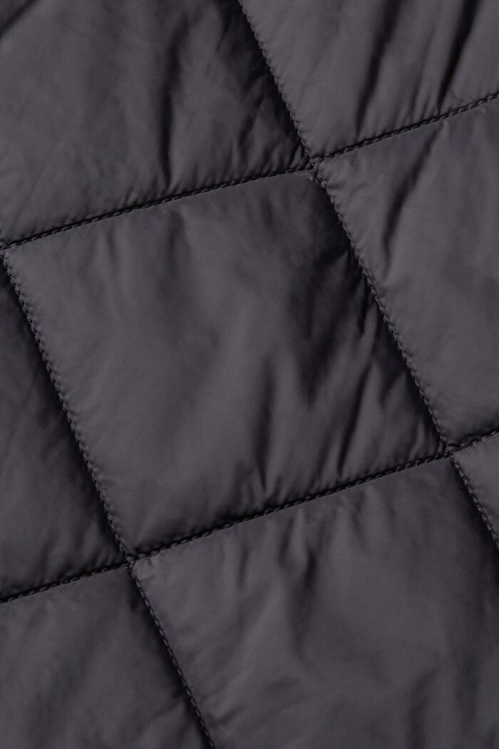 Steppmantel mit abnehmbarer Kapuze aus Sweatstoff, BLACK, detail image number 5