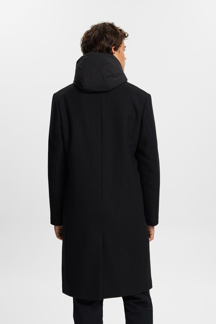 Mantel mit abnehmbarer Kapuze aus Wollmix, BLACK, detail image number 3