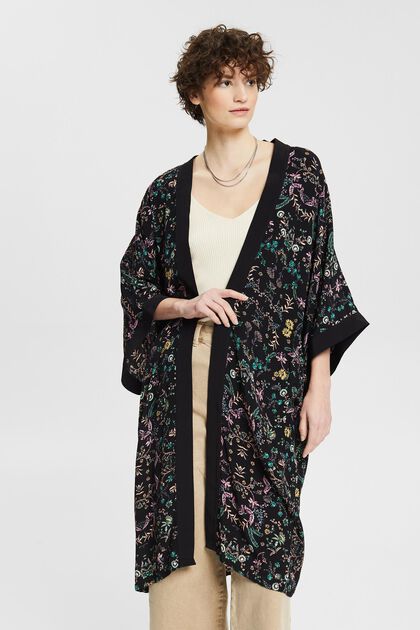 Kimono mit floralem Print, LENZING™ ECOVERO™