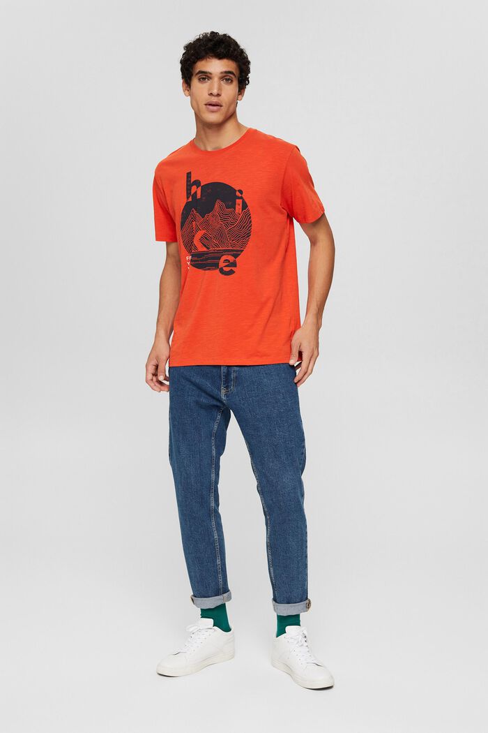 Jersey-T-Shirt mit Print, Organic Cotton, ORANGE, detail image number 5