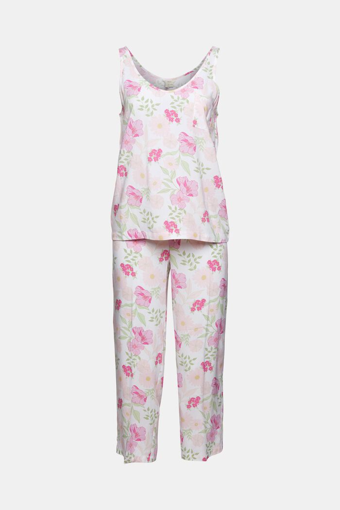 Floral gemusterter Pyjama, LENZING™ ECOVERO™, WHITE, detail image number 5