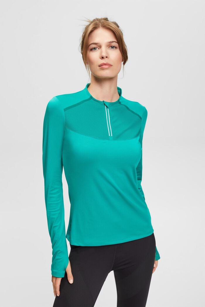 Recycelt: Longsleeve mit E-Dry, GREEN, overview