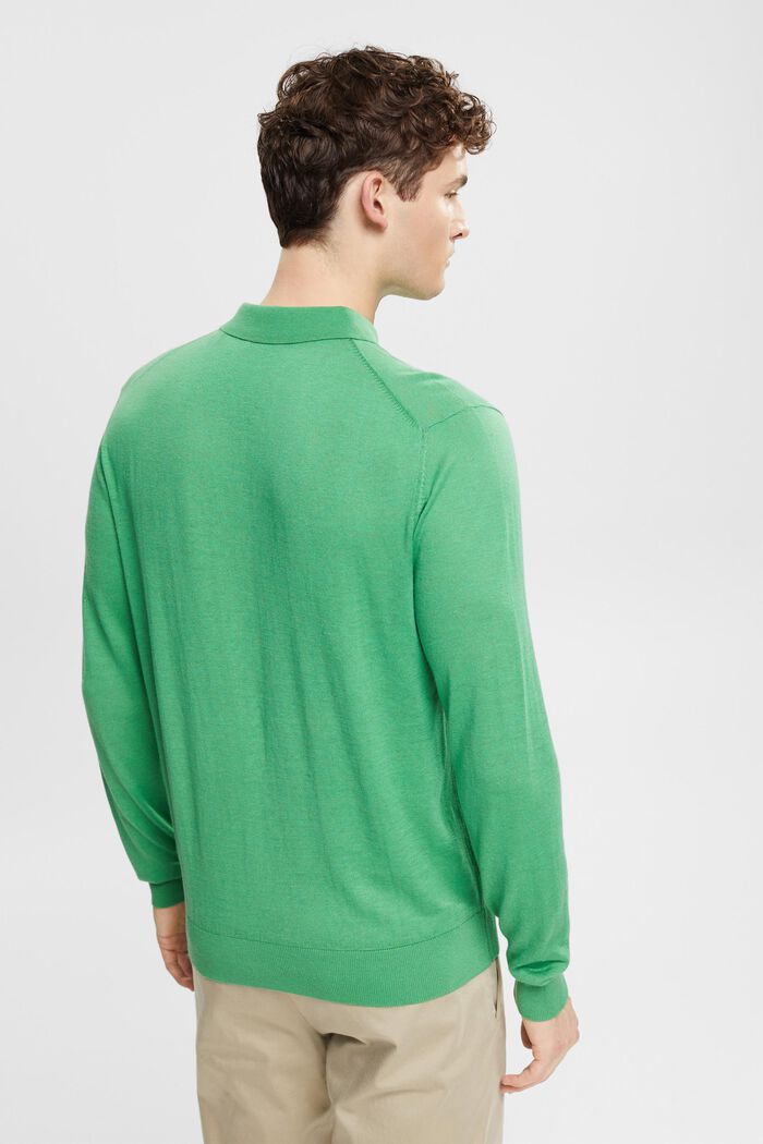 Mit TENCEL™: Langärmeliges Poloshirt, GREEN, detail image number 3
