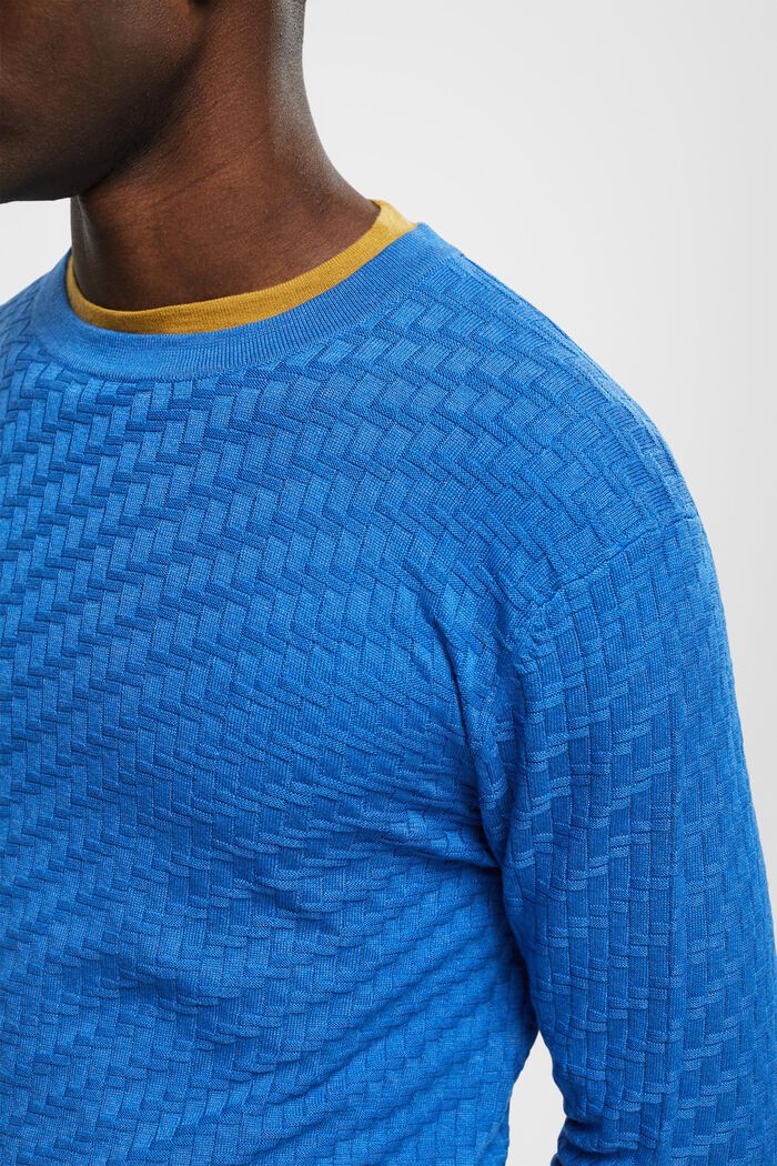 Texturierter Pullover mit Rundhalsausschnitt, BLUE, detail image number 2