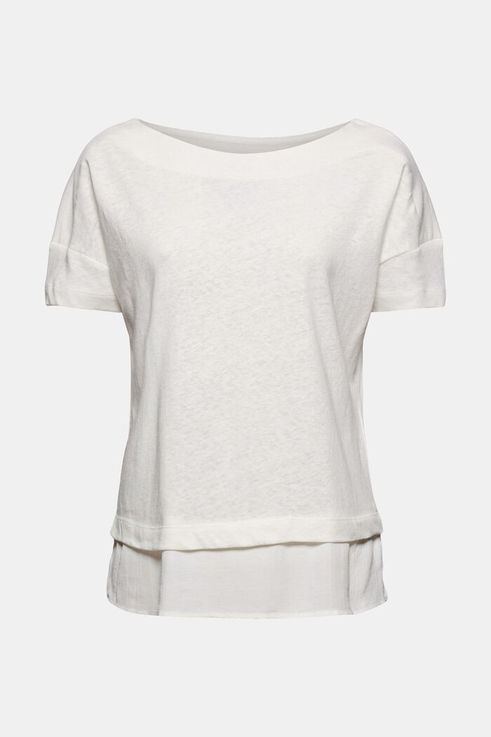 Mit Leinen: T-Shirt im Layerlook, OFF WHITE, detail image number 0