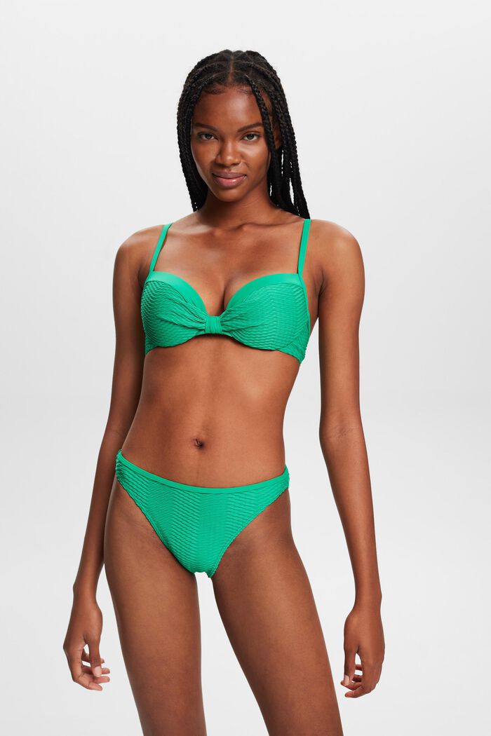 Recycelt: Wattiertes Bikinitop mit Struktur, GREEN, detail image number 0