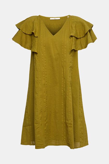 Kleid aus strukturierter Baumwolle, OLIVE, overview