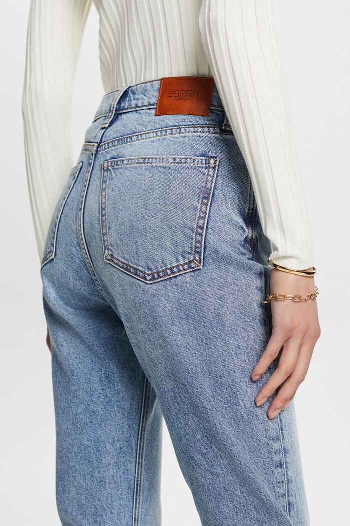 Retro-Jeans mit schmaler Passform und hohem Bund, BLUE BLEACHED, detail image number 4