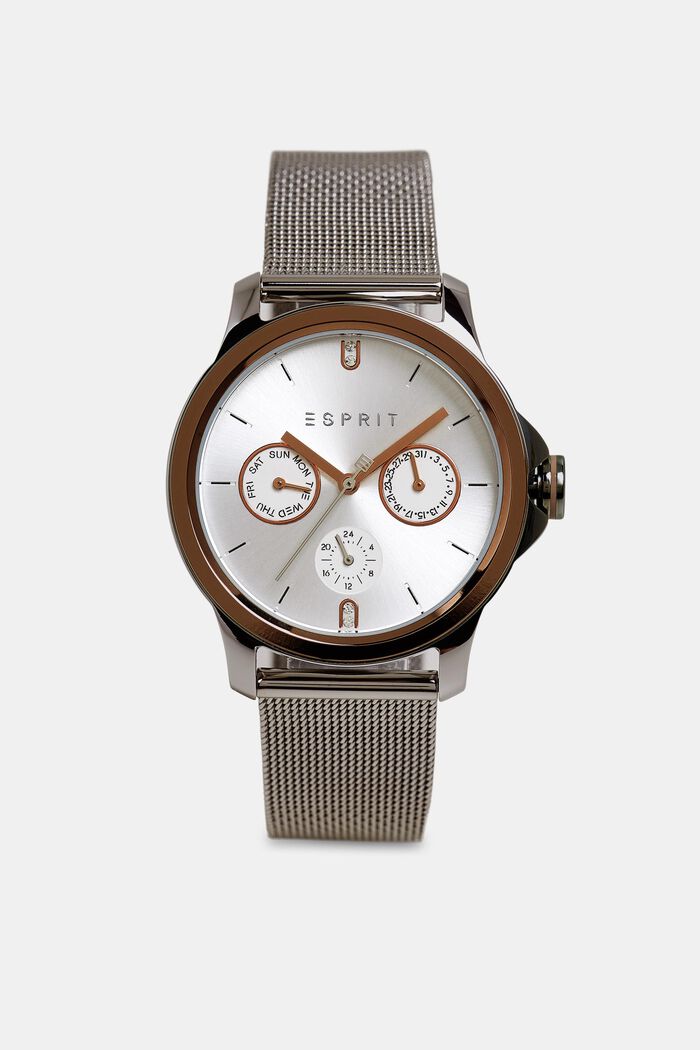 Edelstahl-Uhr mit Datum-Anzeige, SILVER, overview