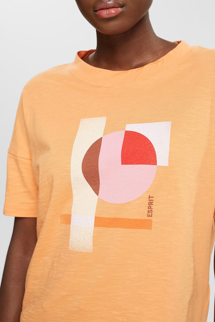 Baumwoll-T-Shirt mit geometrischem Print, GOLDEN ORANGE, detail image number 0