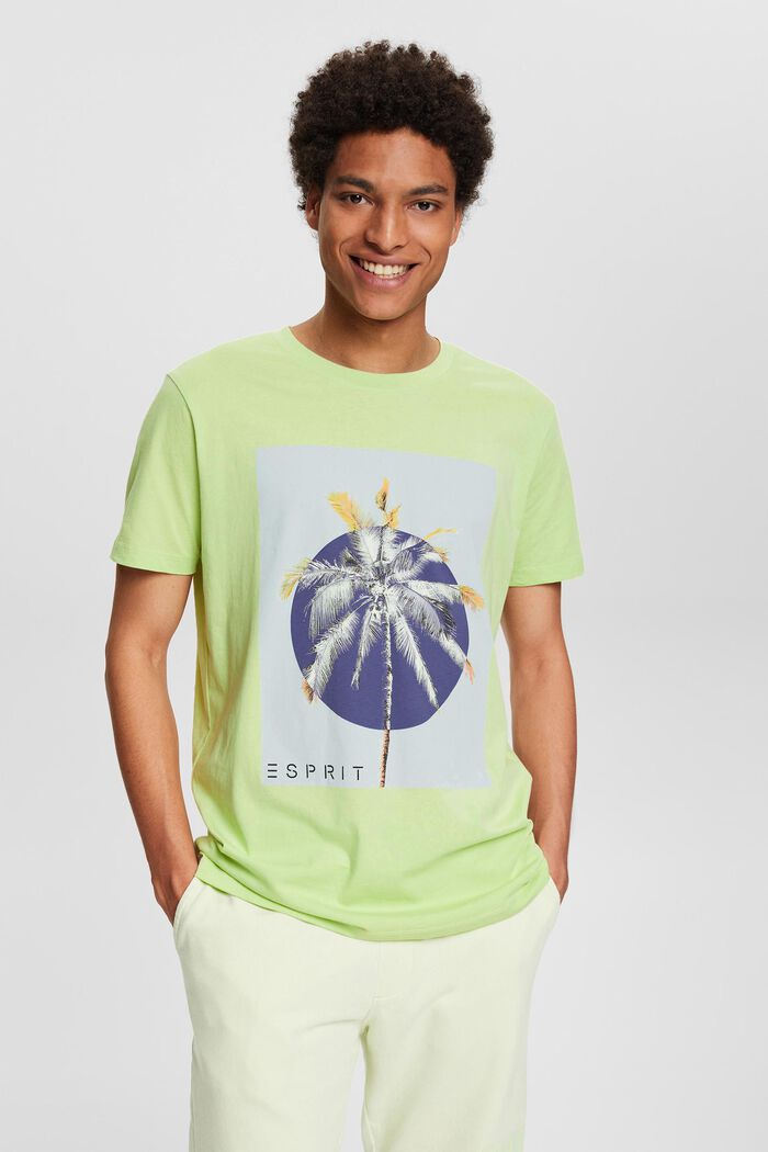 Jersey-T-Shirt mit Print, 100% Baumwolle, LIGHT GREEN, detail image number 1