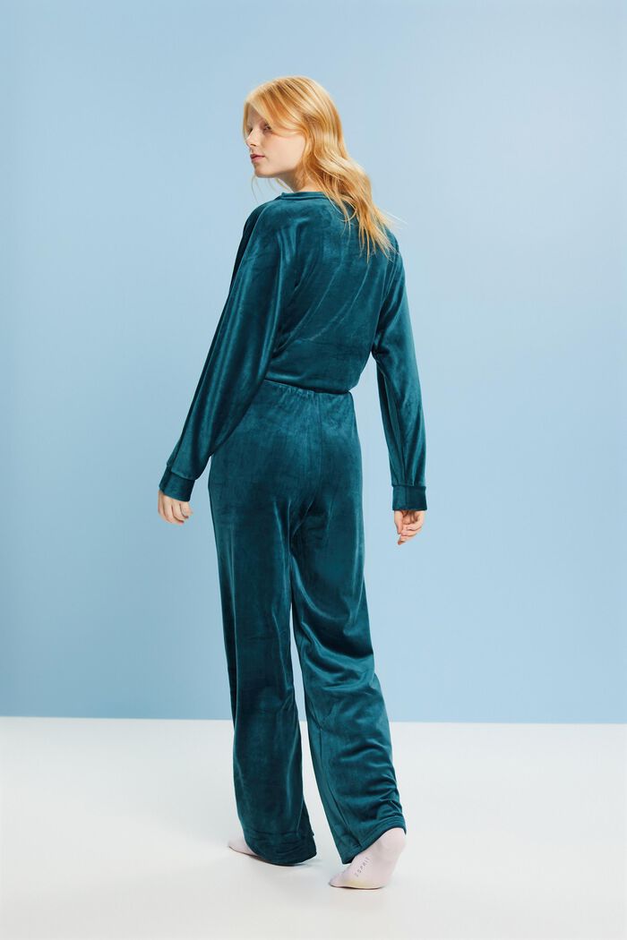 Loungewear-Hose aus Samt, PETROL BLUE, detail image number 2