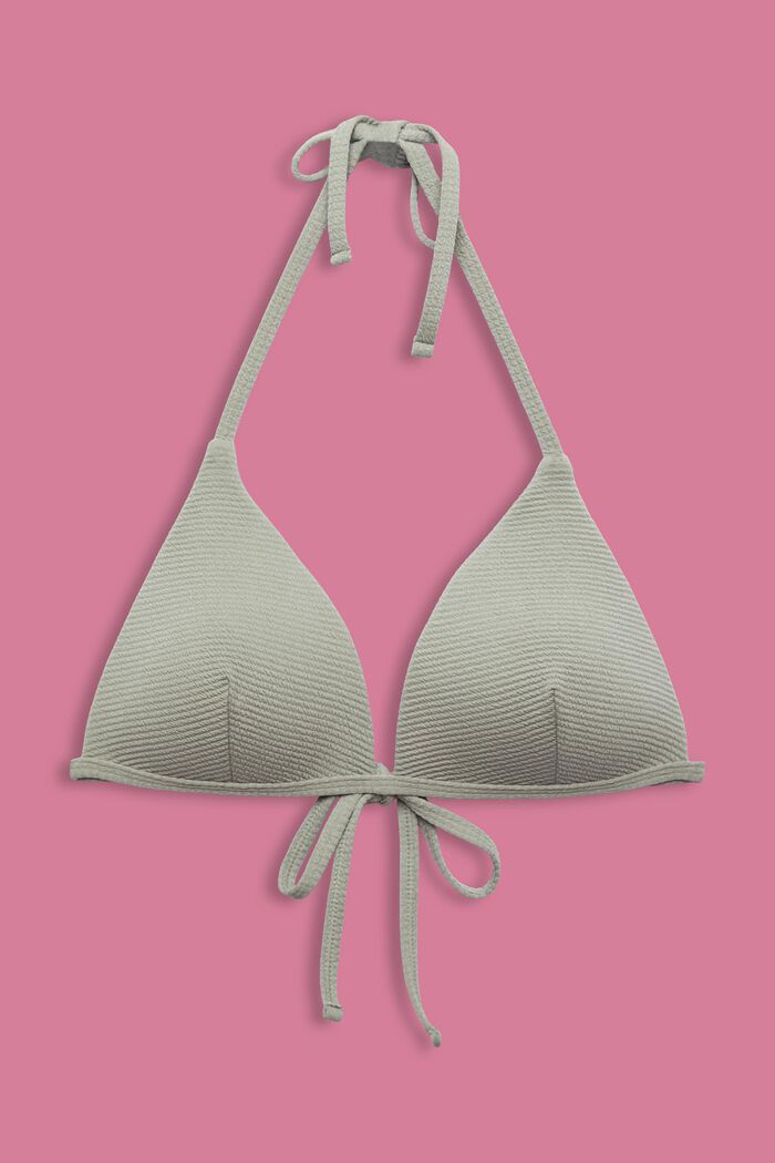 Strukturiertes Triangel-Bikinitop, KHAKI GREEN, detail image number 4