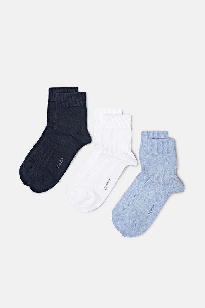 3er-Pack Gerippte Socken aus Bio-Baumwolle mit mittelhohem Schaft, BLUE, detail image number 0