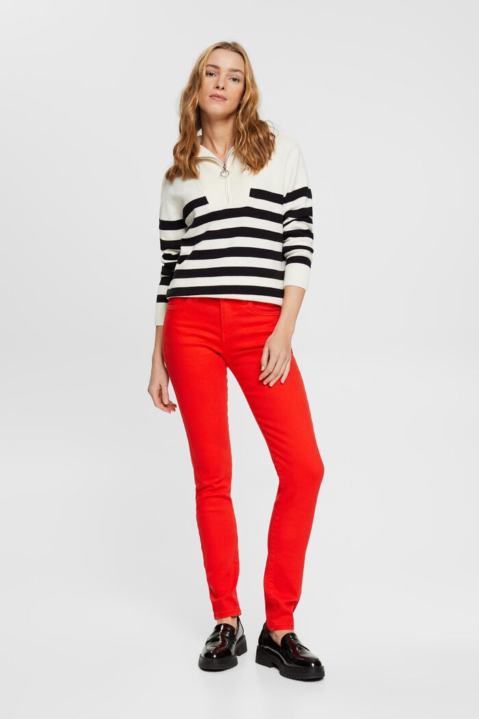Mid-Rise-Stretchjeans in schmaler Passform, RED, detail image number 5