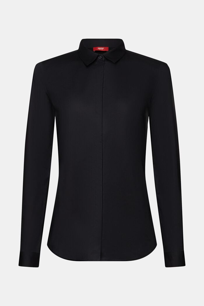 Langärmlige Popeline-Bluse, BLACK, detail image number 6